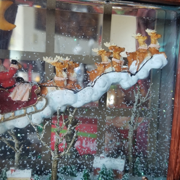 Vintage Christmas lights 3d 2 sided window decor snow glass display musical - Picture 13 of 16